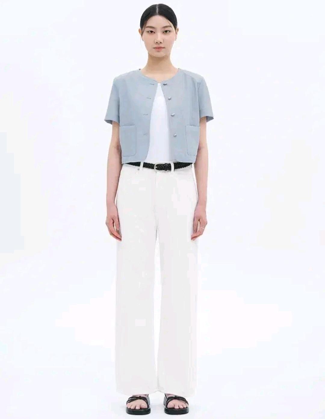 에잇세컨즈 노카라 반팔 린넨라이크 재킷 7