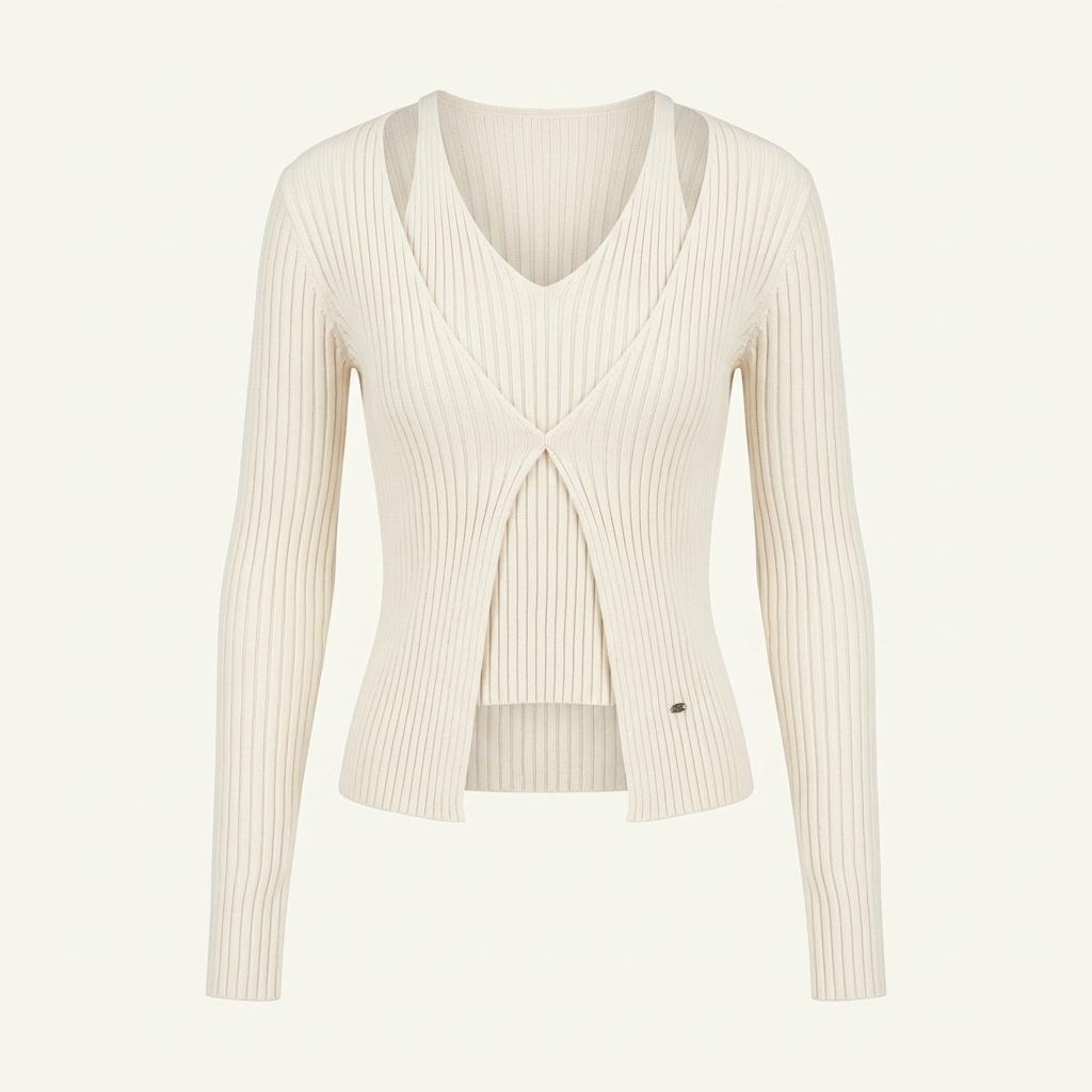 [새상품] 니브 Cut Out Ribbed One Button Cardigan 1