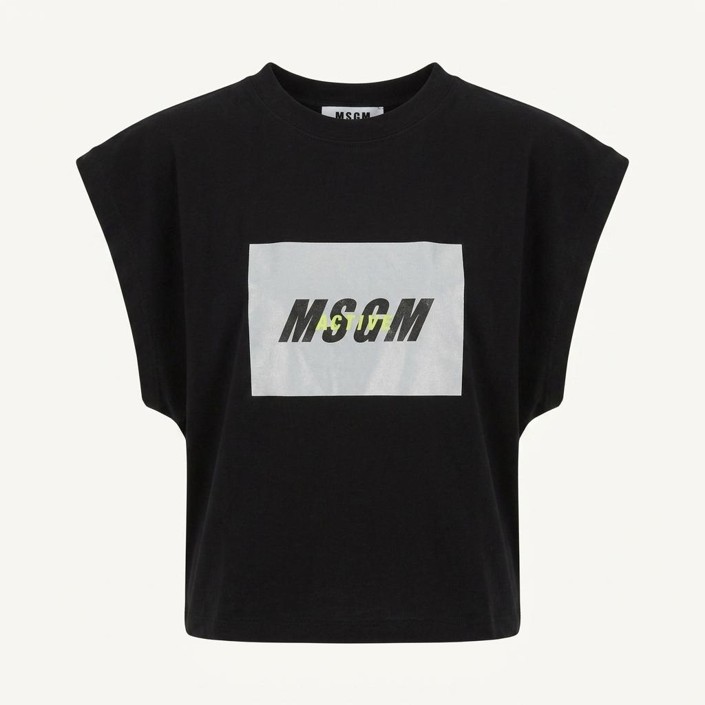 [MSGM] 로고 박스 프린트 블랙 반팔 티셔츠 1