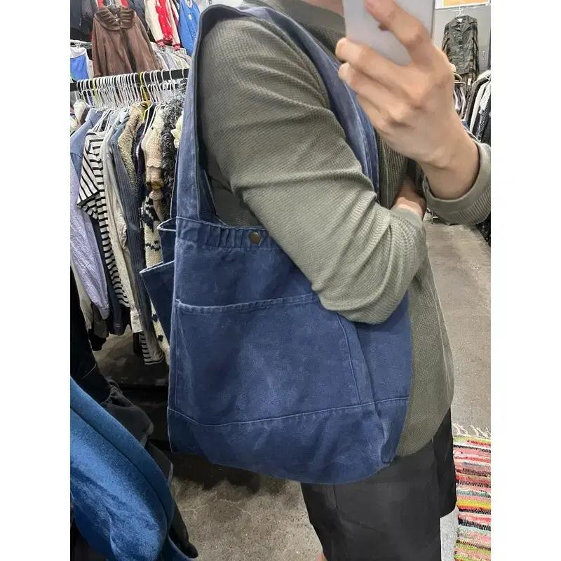 빈티지 워싱 블루 숄더백 4