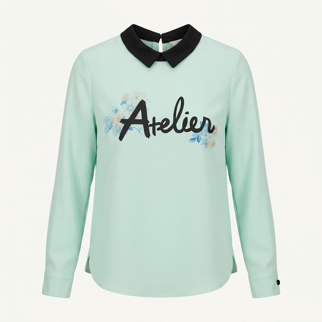 민트 Atelier 그래픽 칼라 블라우스