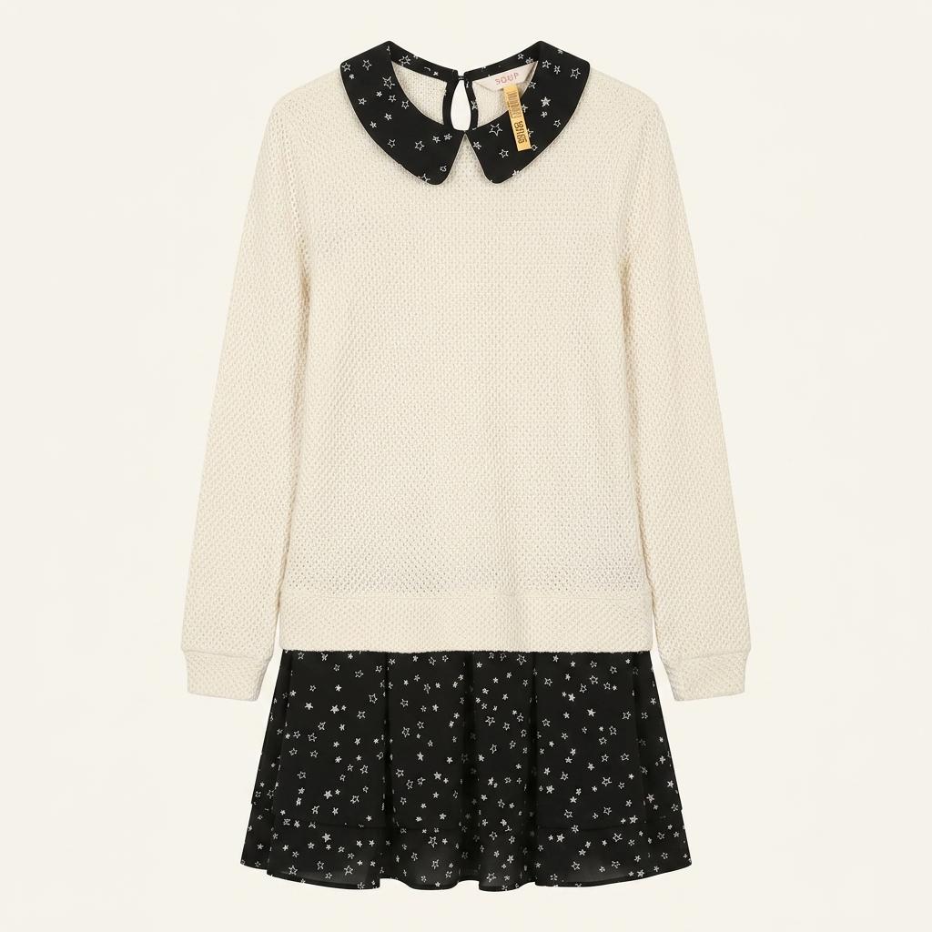 숲 SOUP 별무늬 카라 니트 원피스 1