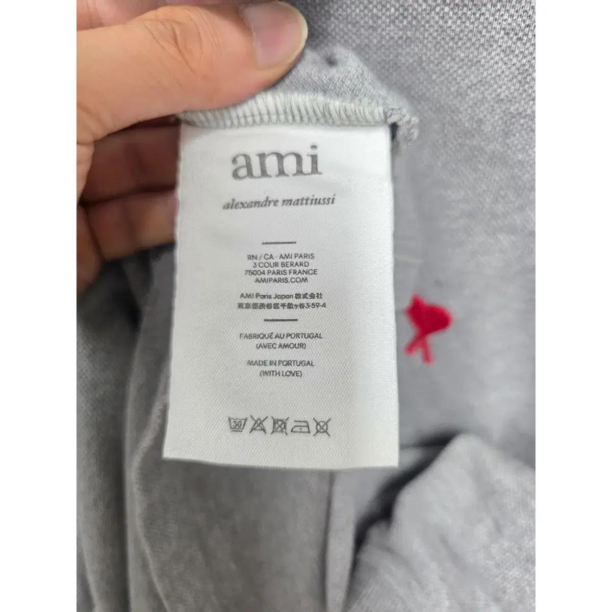 L 아미 AMI 그레이 카라 반팔 티 D815 4