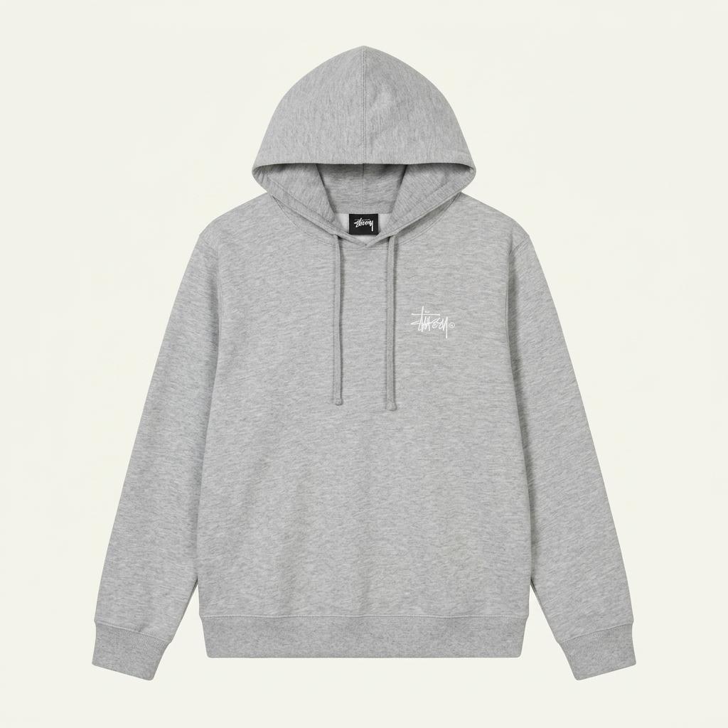 스투시 베이직 로고 후드 티셔츠 그레이 1