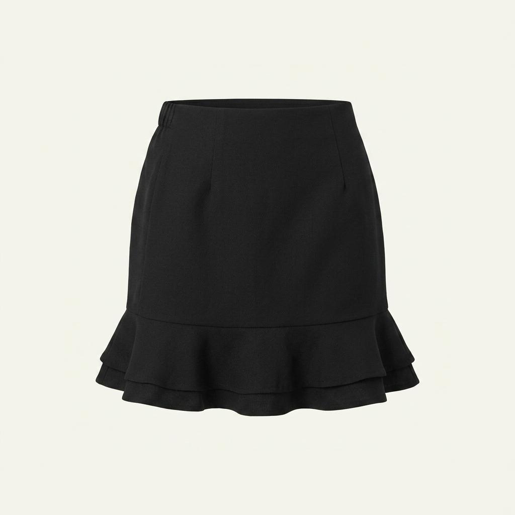 HOTPING 프릴 머메이드 미니스커트 블랙 1