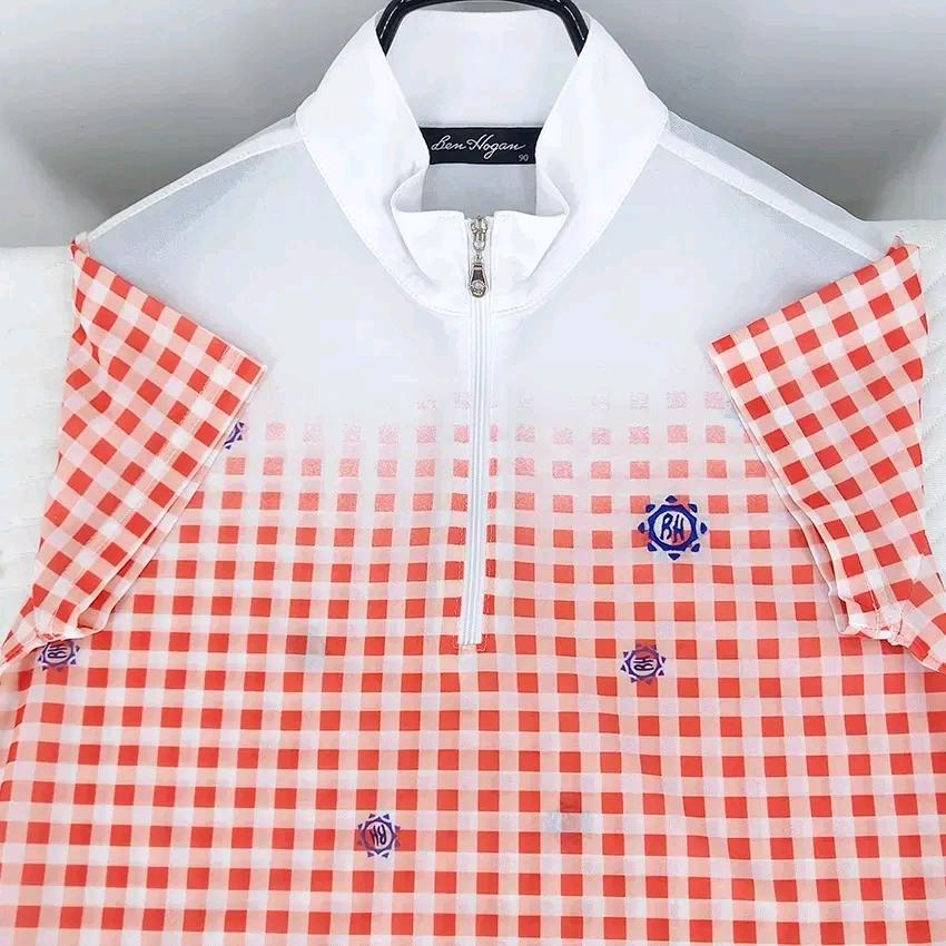 벤호건 여성 여름 체크 반집업 기능성반팔티 오렌지 (HU44718) 4