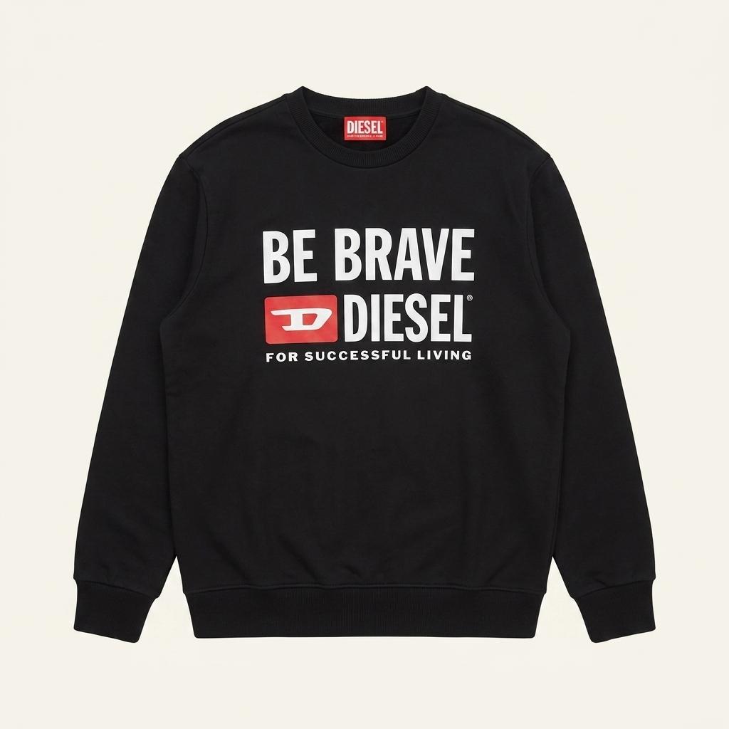 디젤 BE BRAVE 빅 로고 맨투맨 블랙 1