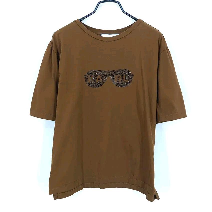 칼라거펠드 여성 여름 큐빅로고 반팔티 브라운90 (HU44761) 2