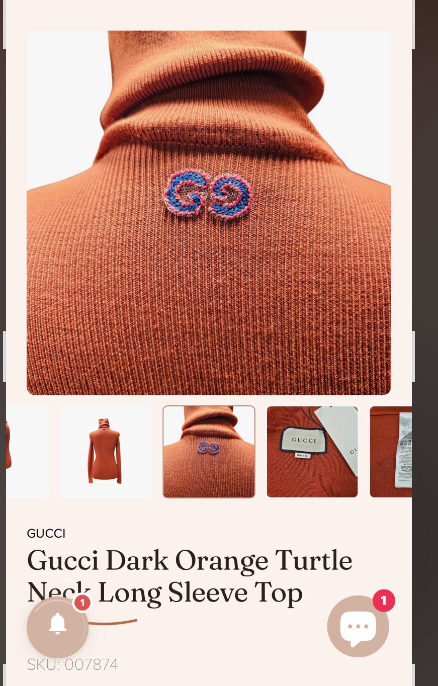 [GUCCI] 구찌 GG 로고 다크 오렌지 터틀넥 니트 티셔츠 8