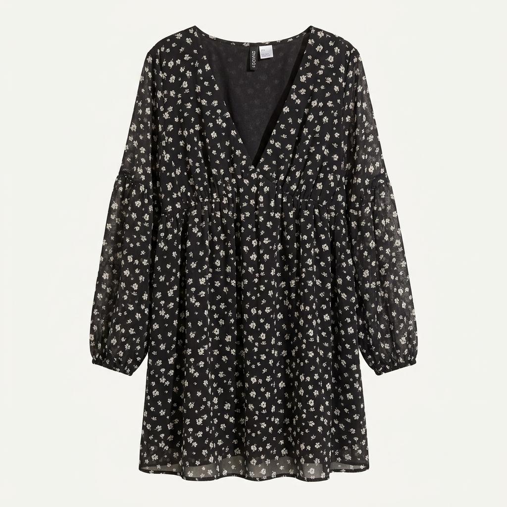H&M 플라워 패턴 V넥 미니 원피스 1