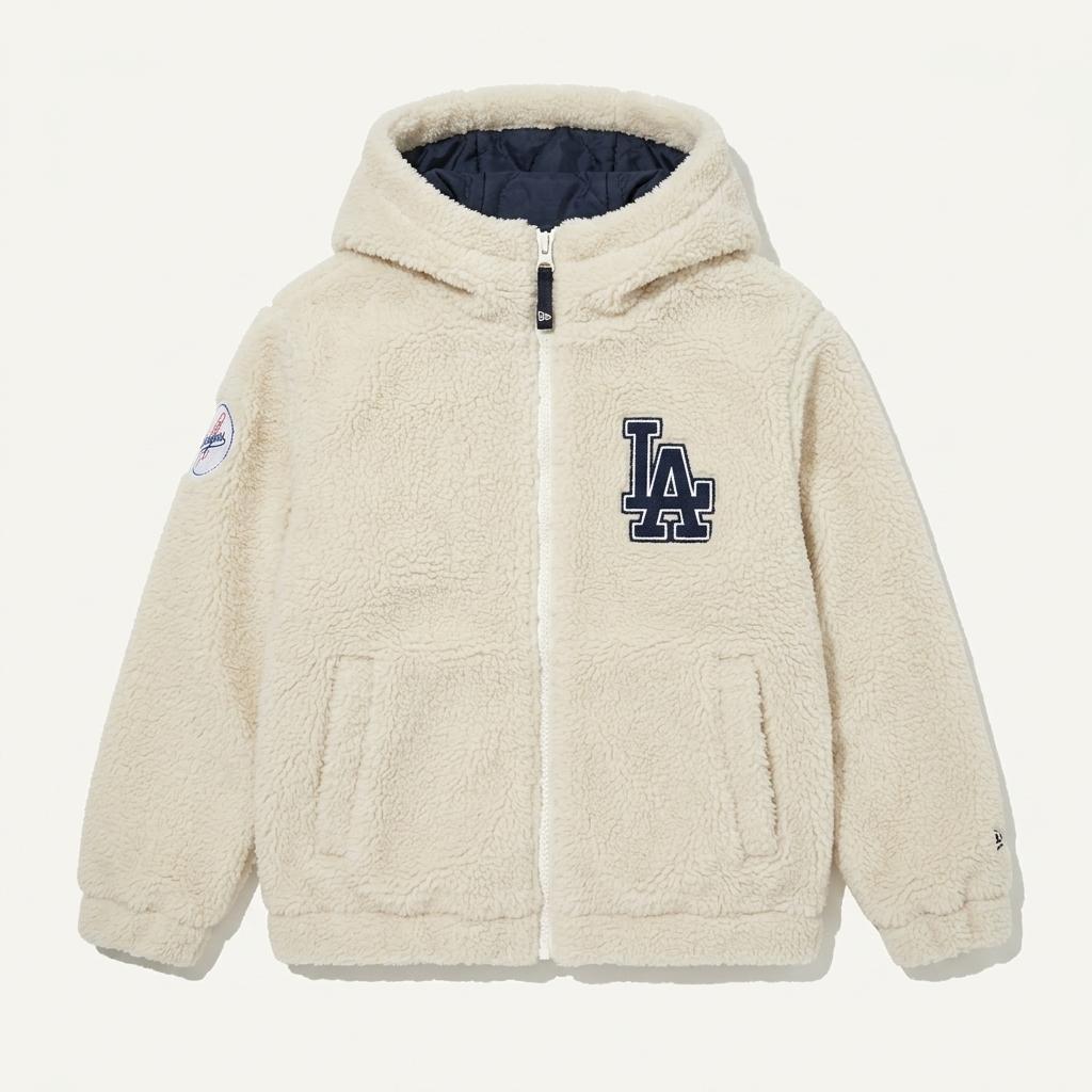 뉴에라 키즈 LA 다저스 후리스 집업 자켓 아이보리 1