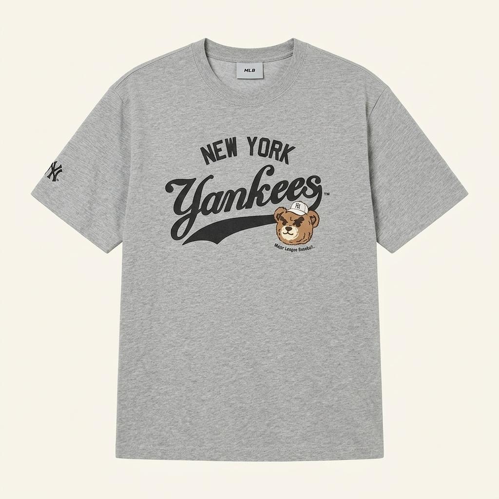 MLB 뉴욕 양키스 베어 그래픽 반팔 티셔츠 그레이 1