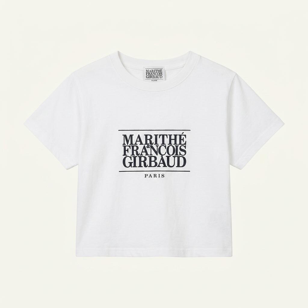 Marithé 마리떼 프랑소와 저버 화이트 클래식 로고 크롭 티셔츠 1