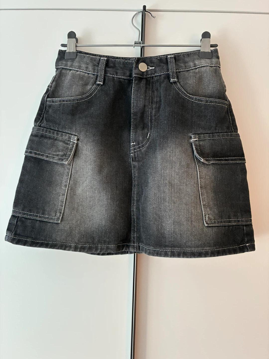 Y2K 워싱 데님 카고 스커트 S 4