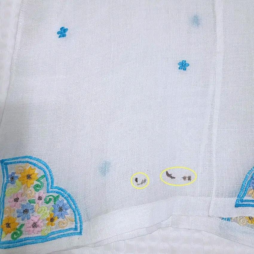빈티지 여성 여름 플라워자수 삼베 블라우스 화이트 (HU44840) 5