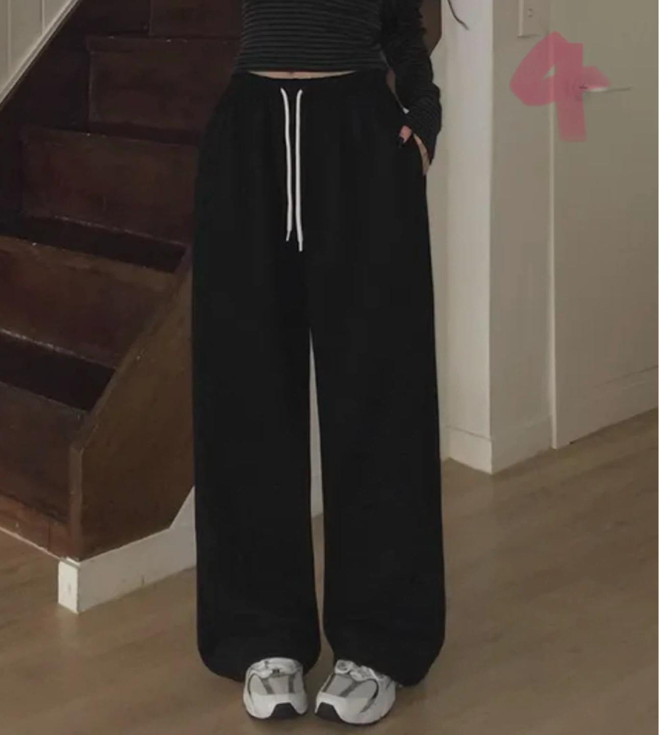 블랙 와이드 트레이닝 팬츠 2