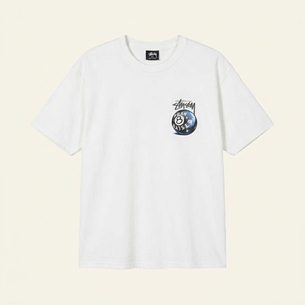 XL 스투시 x 본앤레이즈드 8볼 화이트 반팔 티 D851 1
