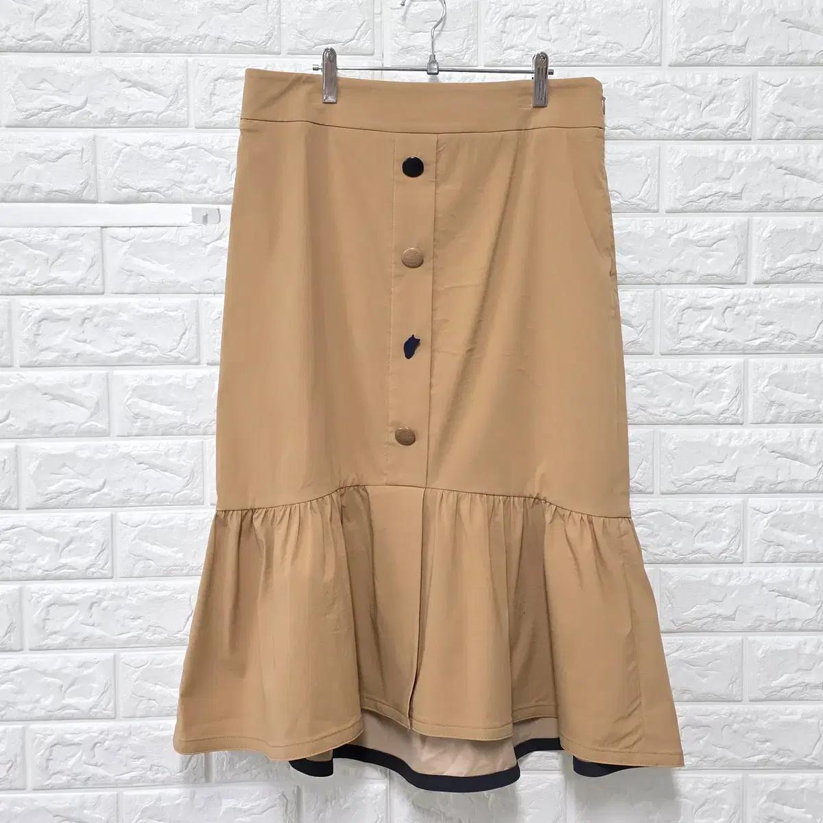 29인치 럭키슈에뜨 베이지 앞단추 언발 롱 스커트 D882 2