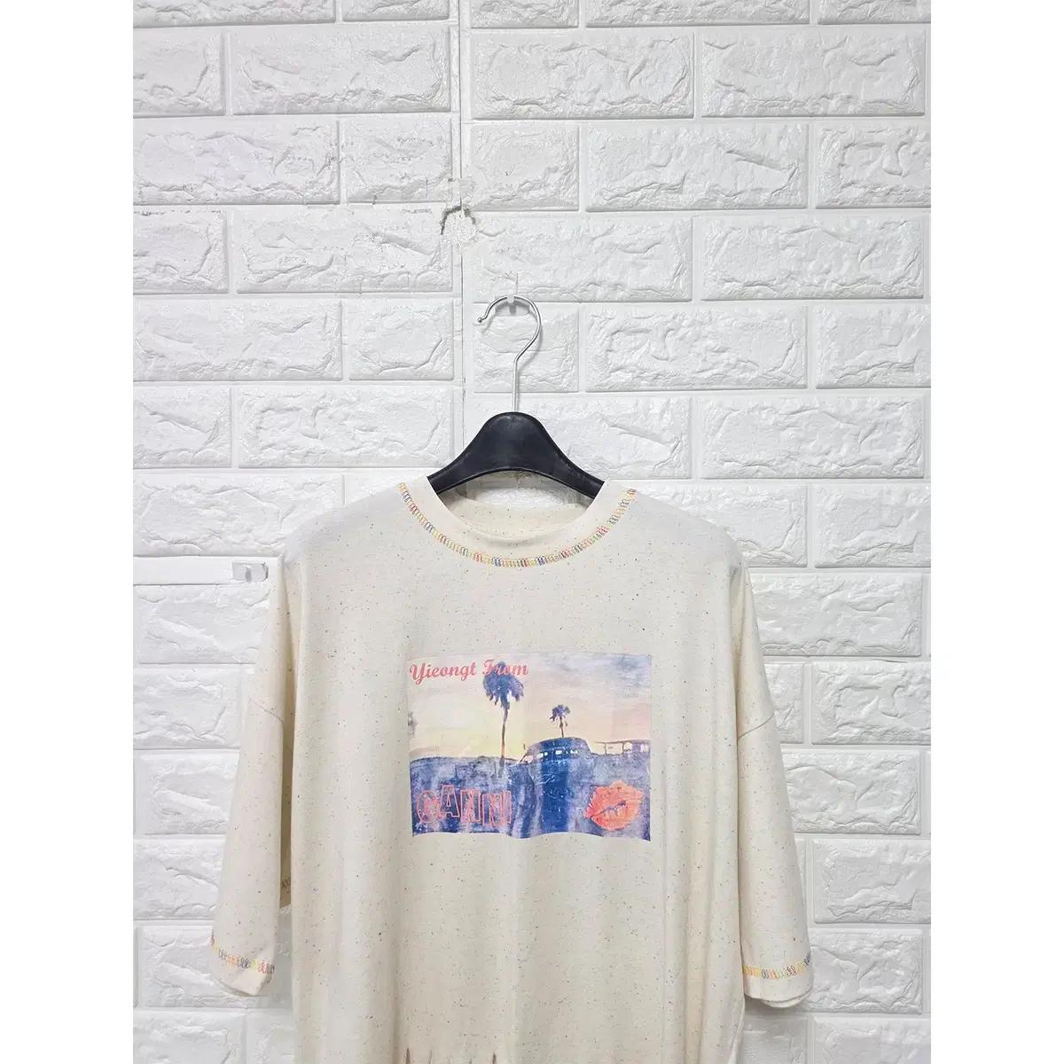 M 가니 GANNI 크롭 프린지 그래픽 반팔 티 D895 6