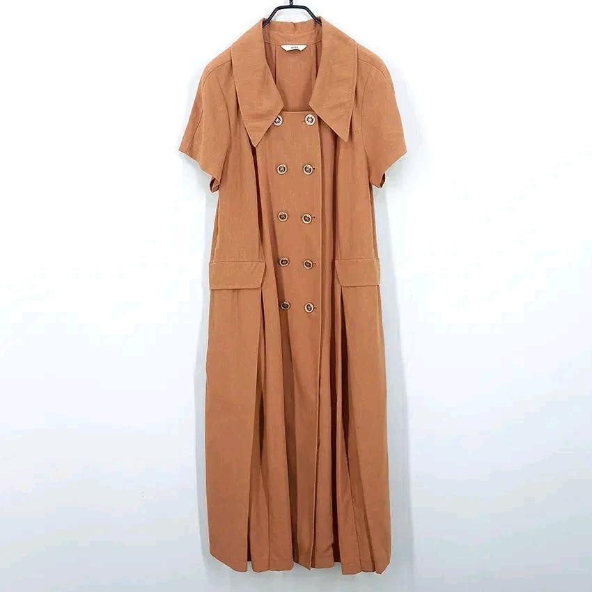 제이제이로 여름 루즈핏 마혼방 롱반팔원피스 브릭85(HU44936) 2