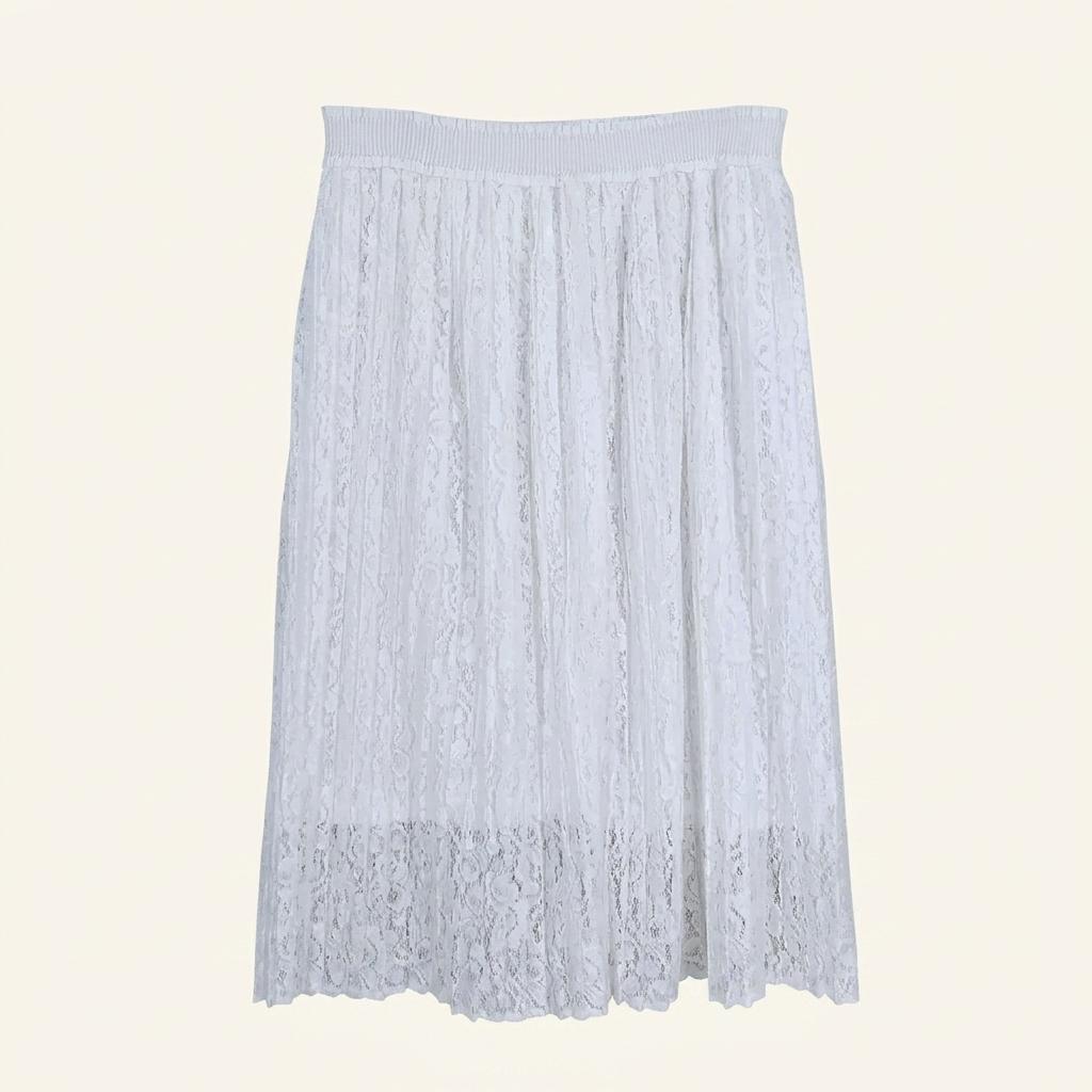 WWEILL 여성 여름 레이스 밴딩스커트 화이트M (HU44958) 1