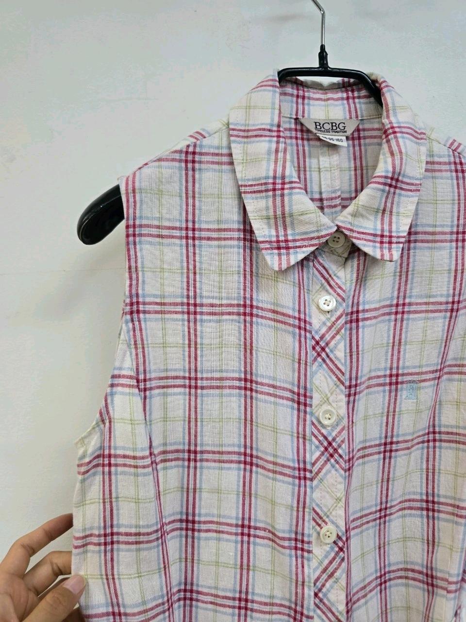 bcbg 린넨100% 슬리브리스 체크원피스 4