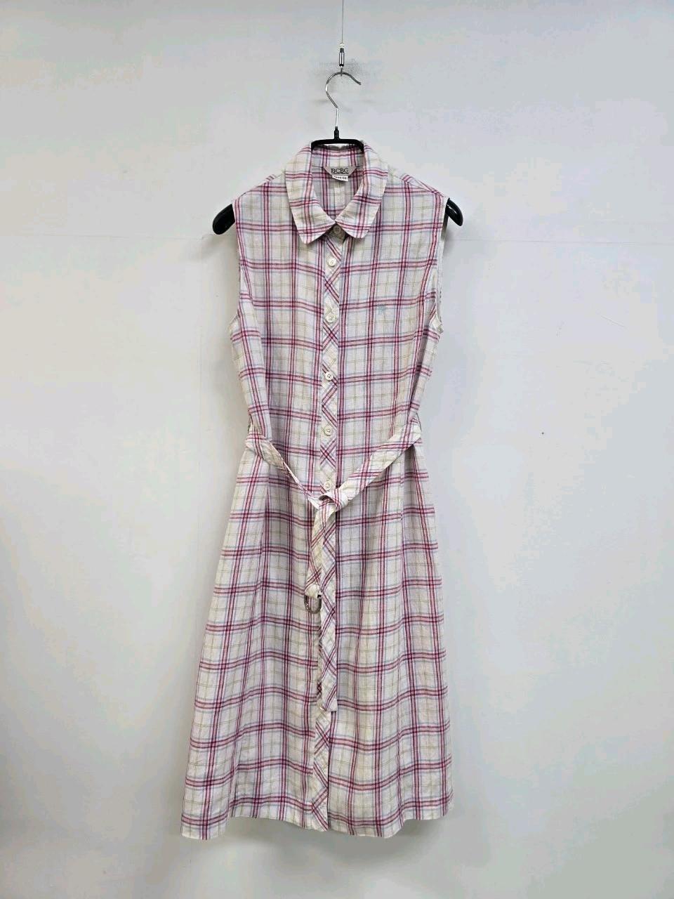 bcbg 린넨100% 슬리브리스 체크원피스 2