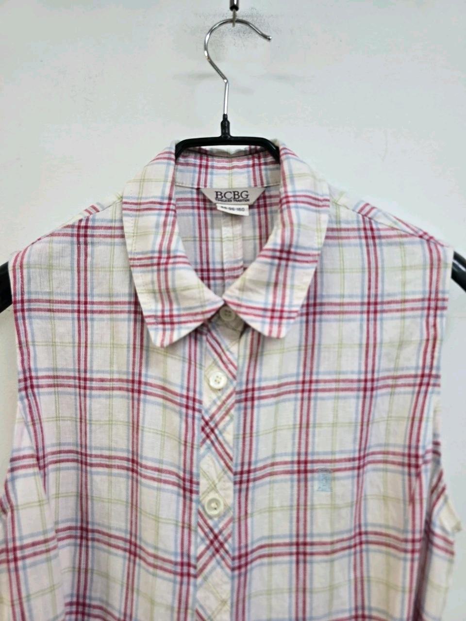bcbg 린넨100% 슬리브리스 체크원피스 3