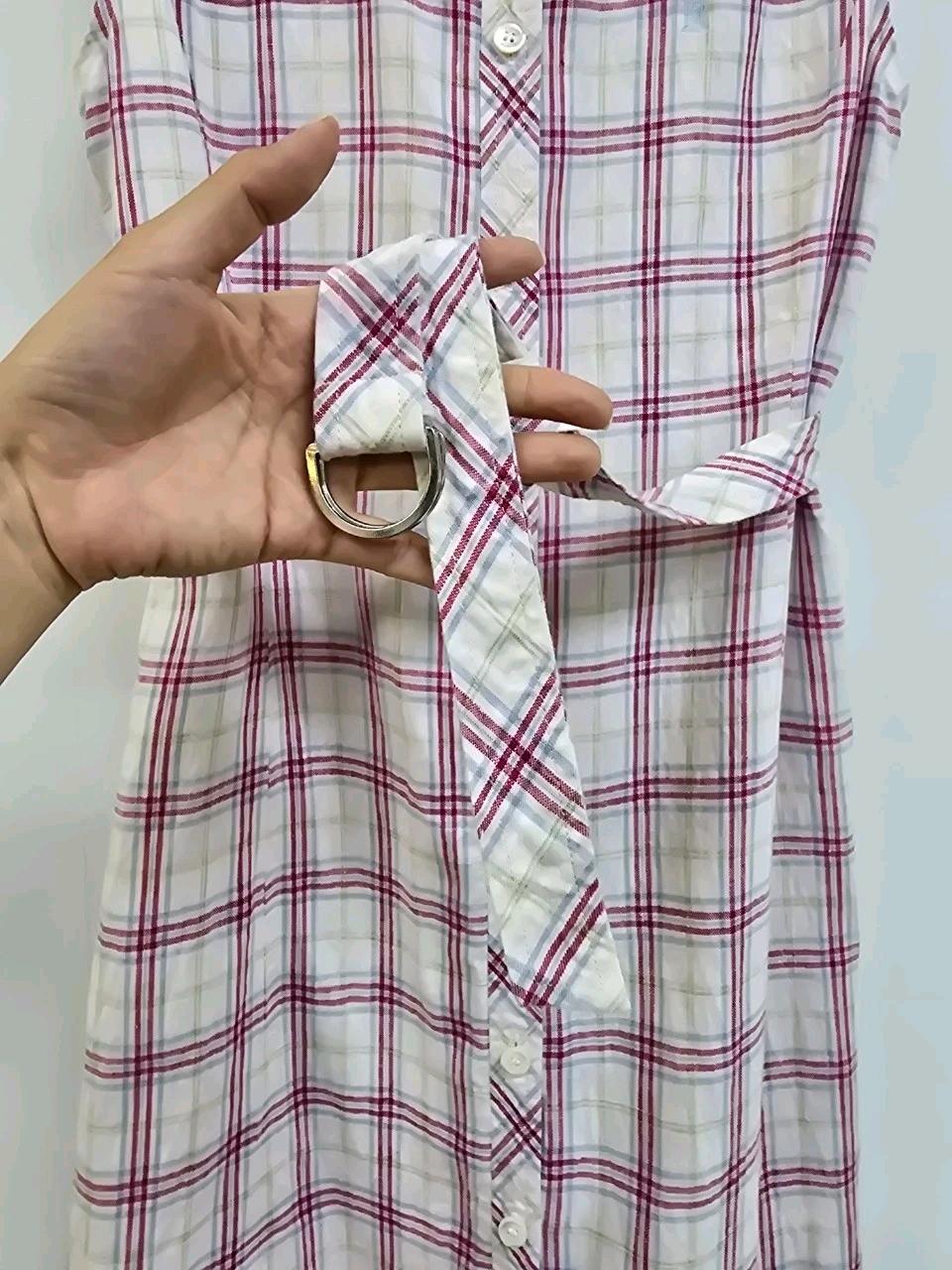 bcbg 린넨100% 슬리브리스 체크원피스 6