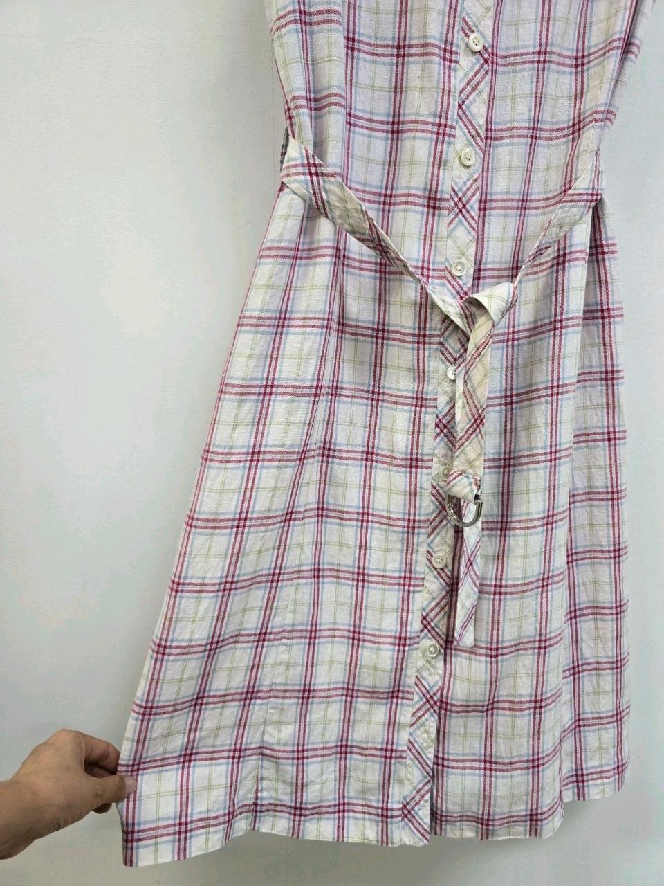 bcbg 린넨100% 슬리브리스 체크원피스 7