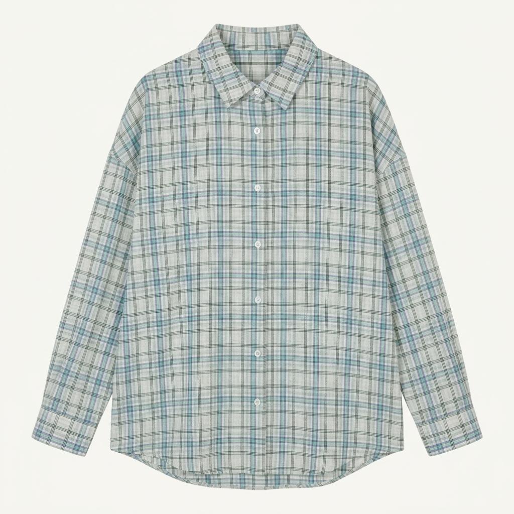 SCENT 민트 그린 체크 오버핏 셔츠 1