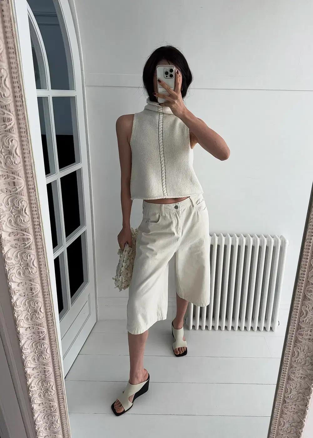 #세일 1072 톤배색 8.5cm 웨지힐 245 아이보리-새상품 9