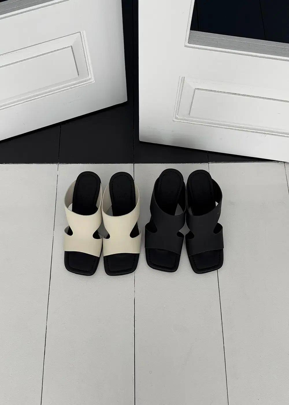 @9535 투톤배색 8.5cm 웨지힐 245 블랙-새상품 3
