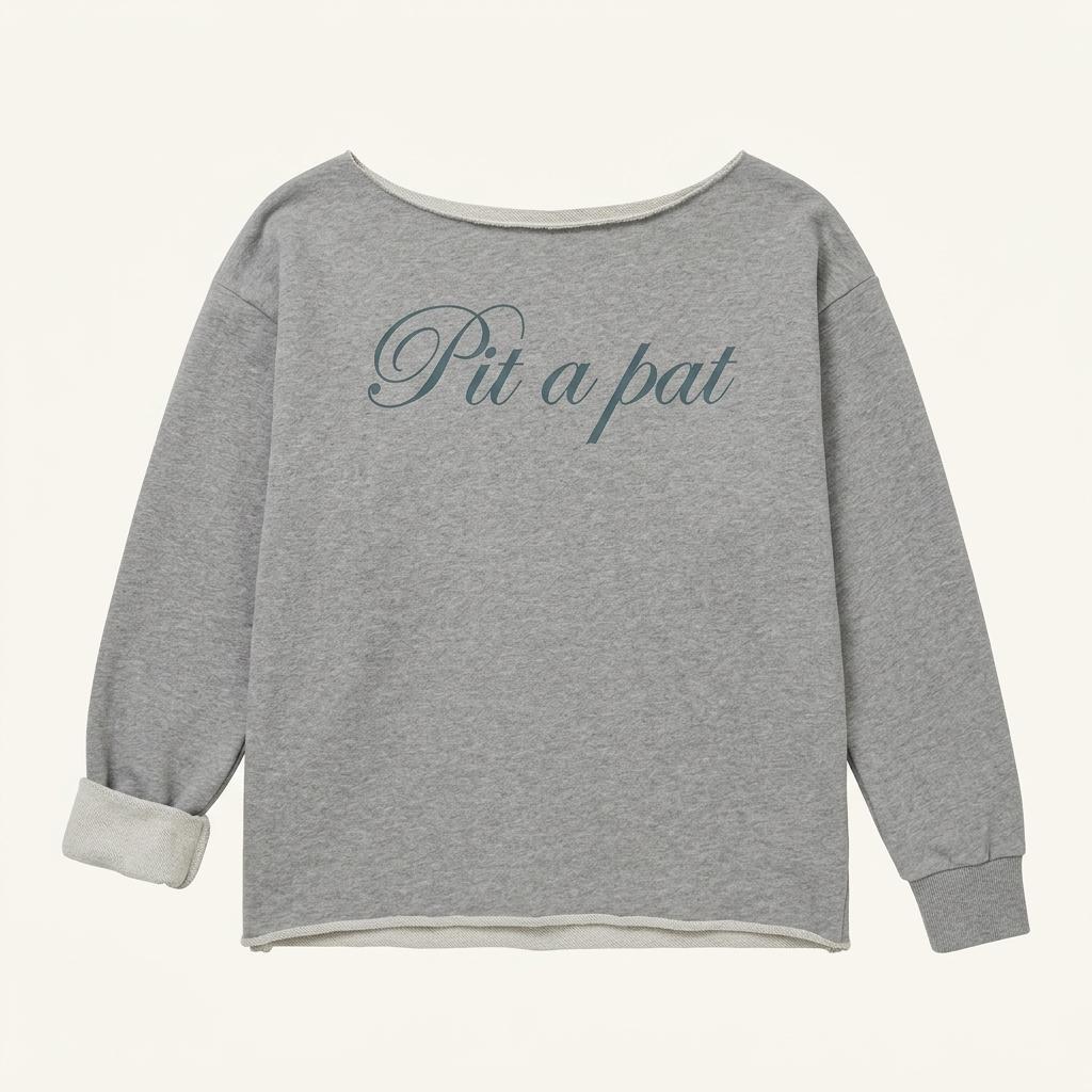 Pit a pat 레터링 그레이 맨투맨 티셔츠 1