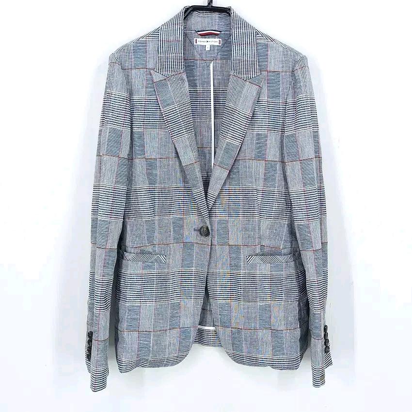 타미힐피거 여성 춘하 체크 마혼방자켓 블루그레이91(HU44999) 2
