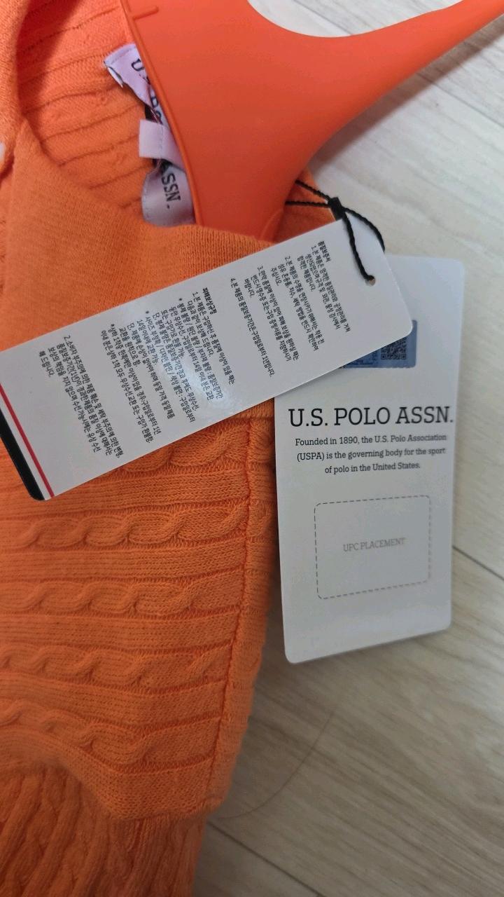 US POLO ASSN 케이블 꽈배기 반팔 니트 오렌지 4