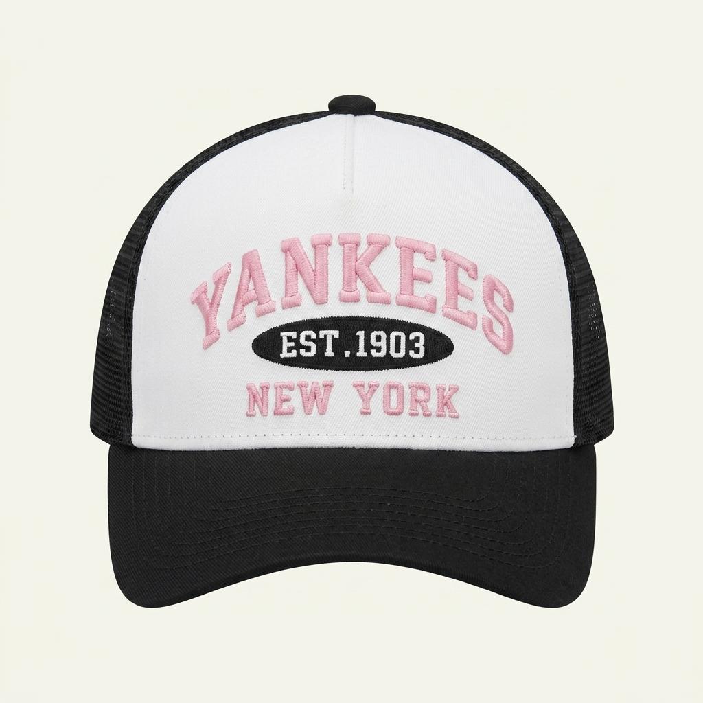MLB 뉴욕 양키스 레터링 매쉬 캡 모자 블랙 화이트 1