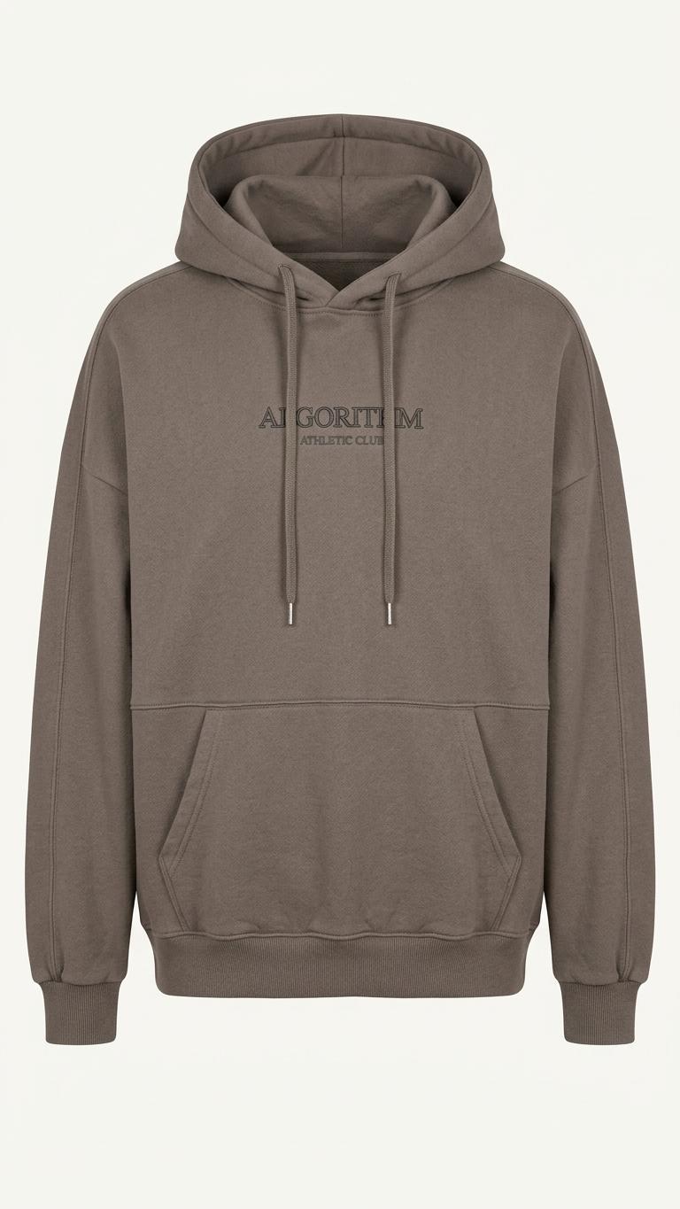 ALGORITHM 알고리즘 레터링 자수 오버핏 후드 티셔츠 차콜 1