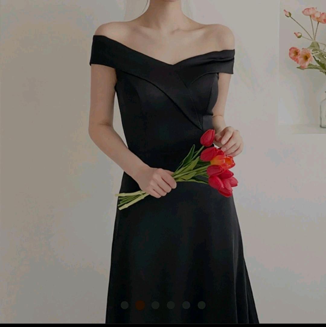 블랙 오프숄더 롱 드레스 블랙드레스 오프숄더 결혼식2부 브라이덜샤워 2