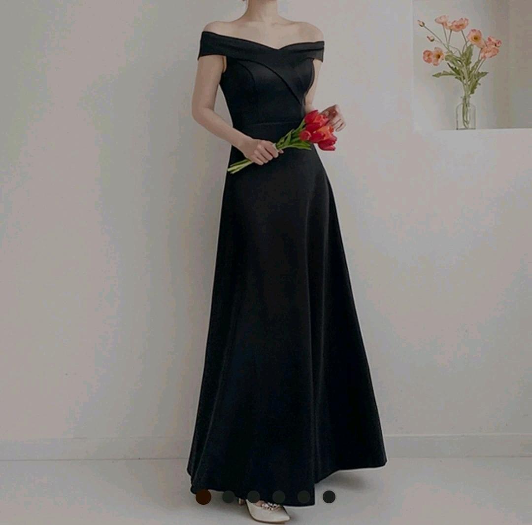 블랙 오프숄더 롱 드레스 블랙드레스 오프숄더 결혼식2부 브라이덜샤워 4
