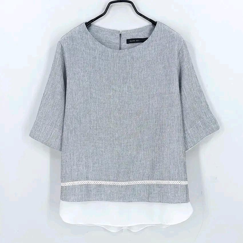 올리브데올리브 여 여름 백쉬폰 블라우스 그레이01 (HU45078) 2