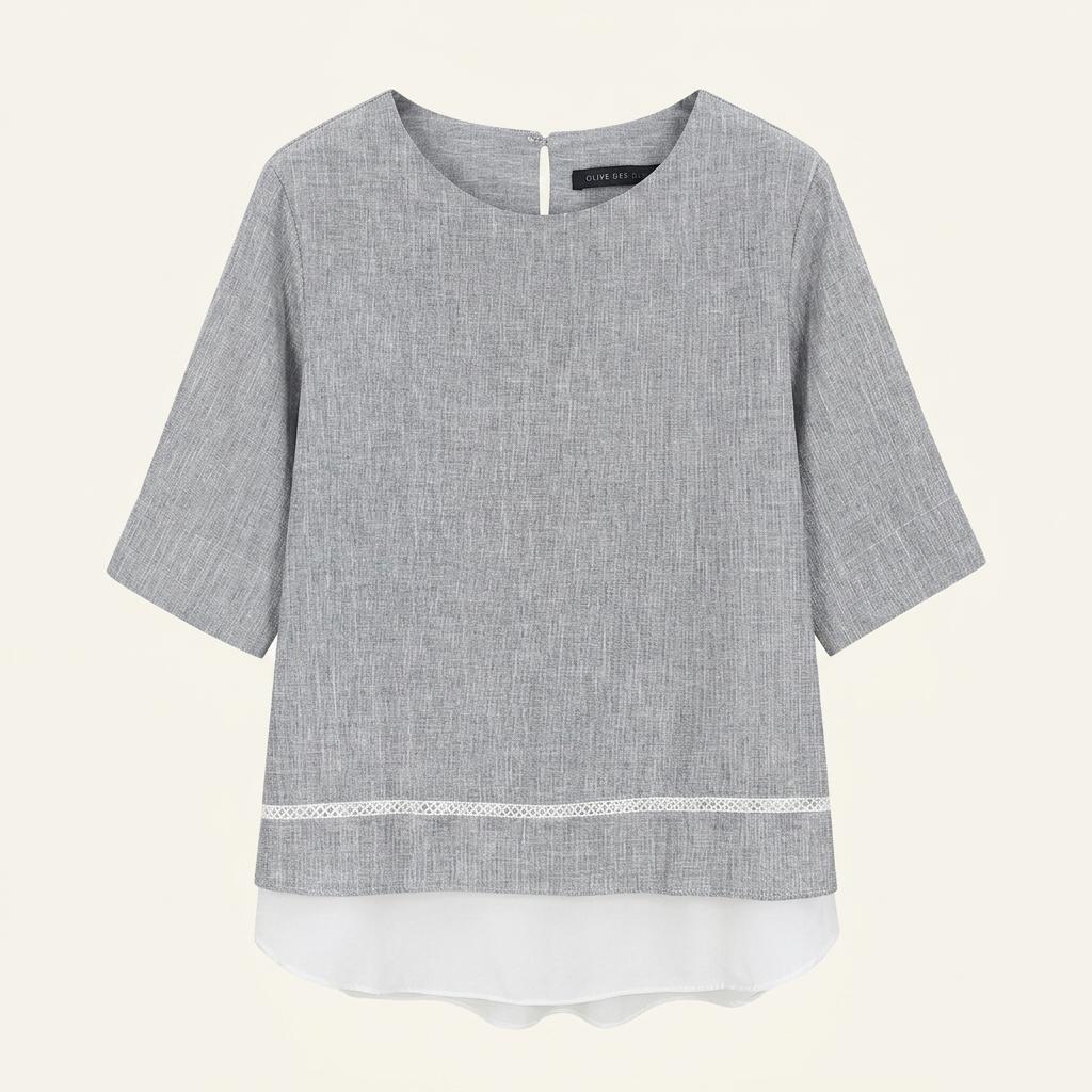 올리브데올리브 여 여름 백쉬폰 블라우스 그레이01 (HU45078) 1