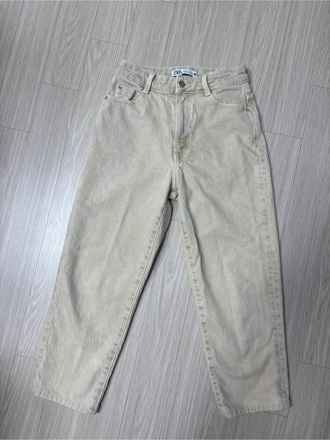 ZARA 세미 와이드 데님 팬츠 베이지 EUR34 3