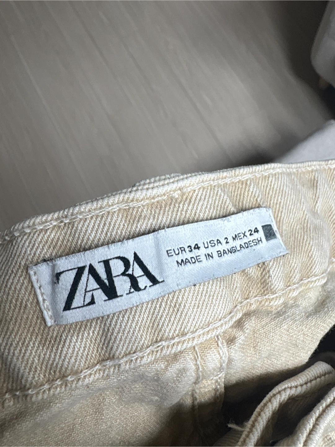 ZARA 세미 와이드 데님 팬츠 베이지 EUR34 2