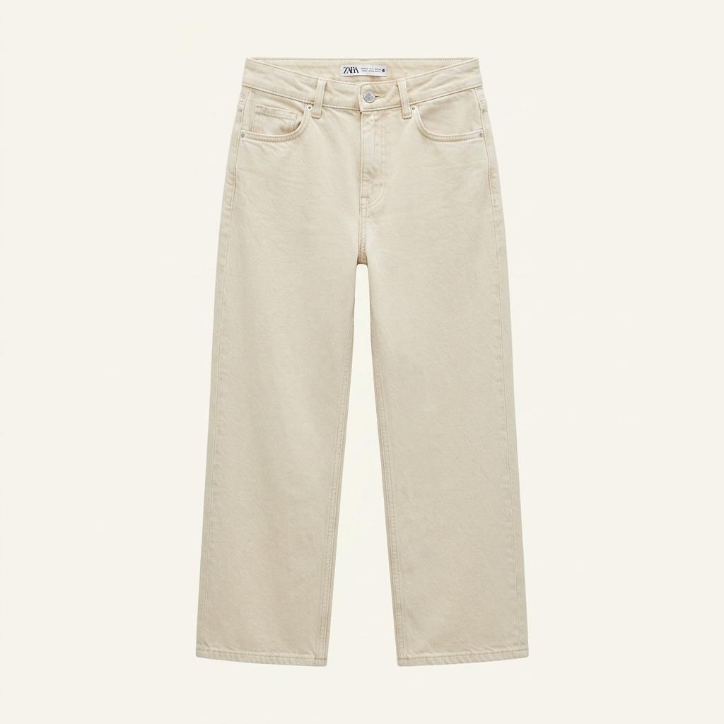 ZARA 세미 와이드 데님 팬츠 베이지 EUR34