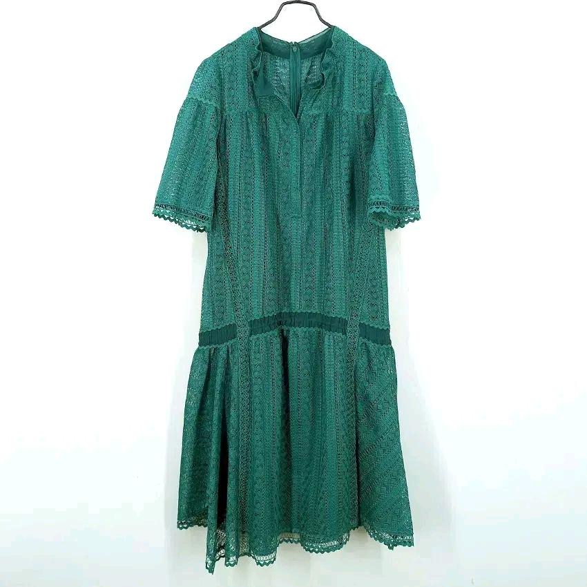 마인 여 여름 레이스 반팔미디원피스 그린88-165 (HU45712) 2