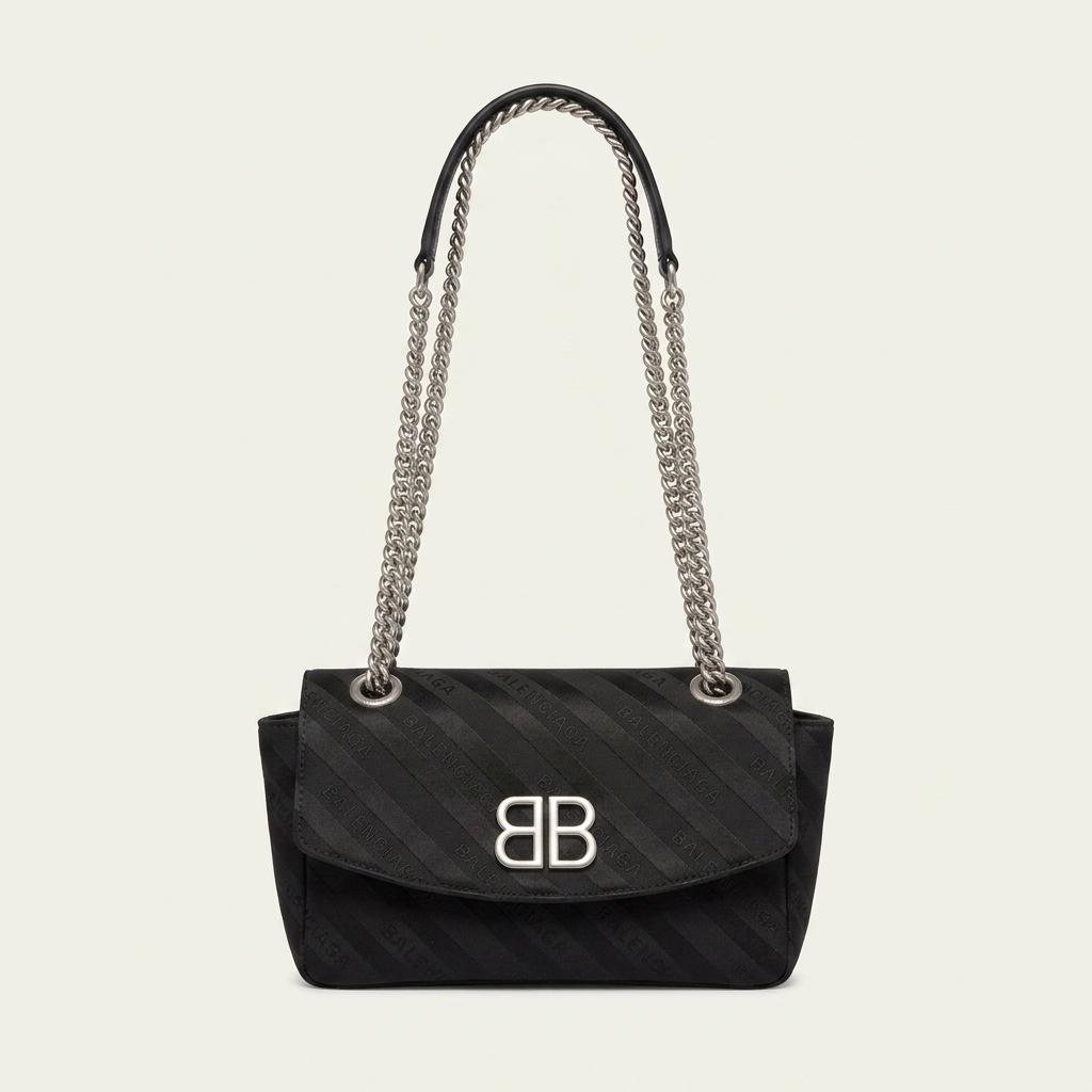 발렌시아가 BB 로고 모노그램 체인 숄더백 블랙 1