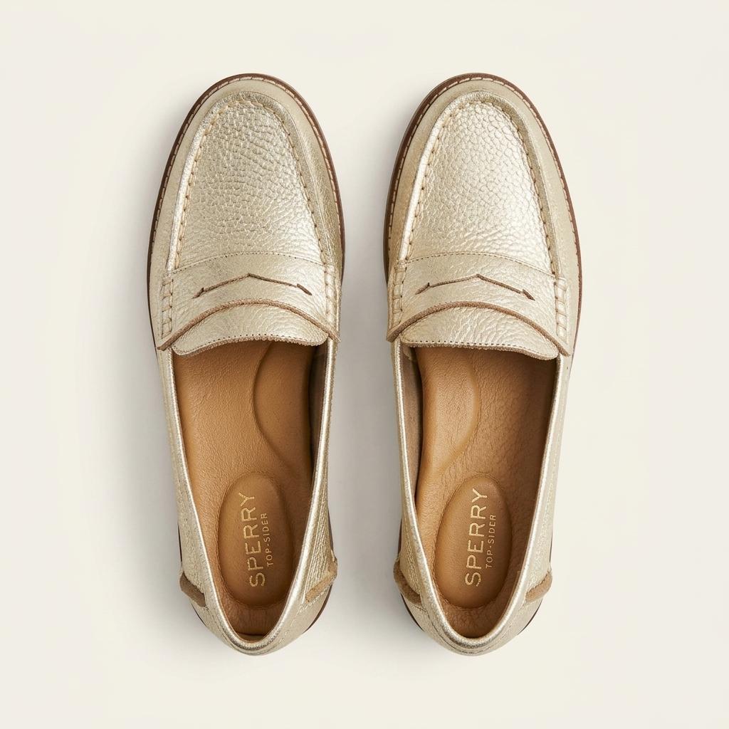 스페리 Sperry 메탈릭 골드 페니 로퍼 1