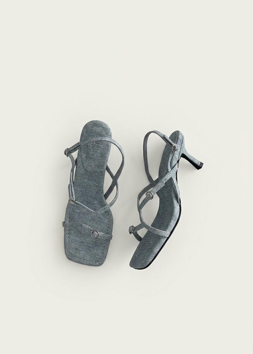 @세일 9533 버클 7cm 끈 샌들 250 블루-새상품 1
