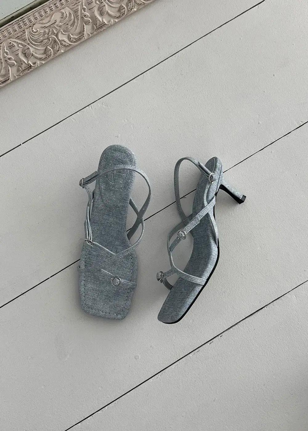 @세일 9533 버클 7cm 끈 샌들 230 블루-새상품 2